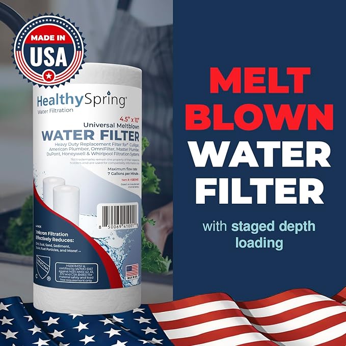 1 Micron Well Water Filter 10x4.5 Replacement - Whole House Water Filter Cartridge Compatible with WP5BB97P,WP10BB97P, AP810, Made in USA, 4-Pack