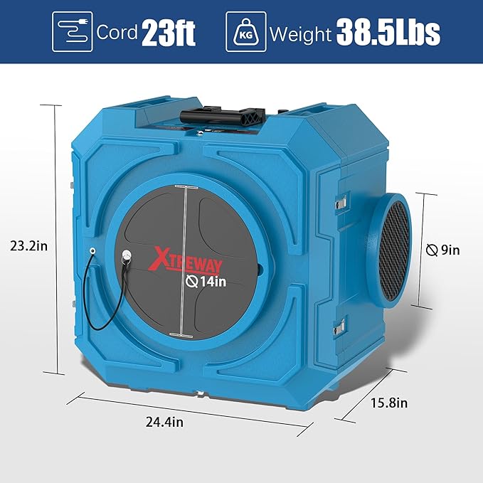 800CFM Hepa Air Scrubber with 3-Stage Filtration, Stackable Negative Air Machine, Commercial Air Purifier with MERV-10/HEPA/Carbon Filters for Water Damage, Construction, Industrial and Home Use