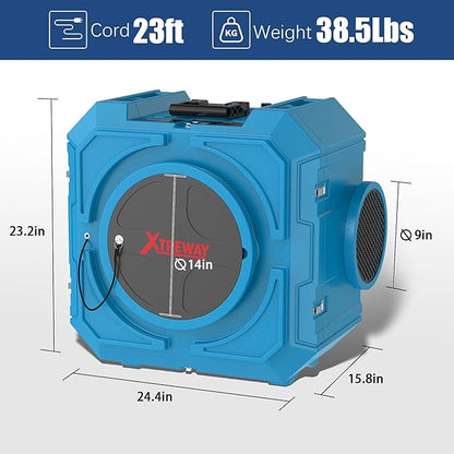 800CFM Hepa Air Scrubber with 3-Stage Filtration, Stackable Negative Air Machine, Commercial Air Purifier with MERV-10/HEPA/Carbon Filters for Water Damage, Construction, Industrial and Home Use