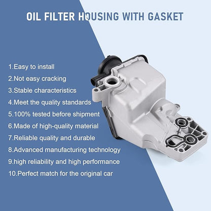 Oil Filter Housing with Gasket for 2004-2016 Volvo C30 C70 S40 S60 V50 V60 XC60 XC70 Replace# 31338685, 31338684, 30788494, 30684381