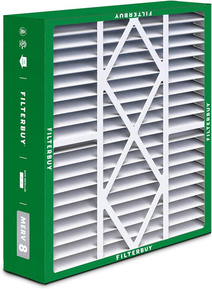 Filterbuy 20x25x5 Air Filter MERV 8 Essential Dust & Allergy Defense (4-Pack), Pleated HVAC AC Furnace Filters for Amana, Coleman, Goodman, Maytag, York, and More (Actual Size: 20.19 x 25.31 x 5.25)