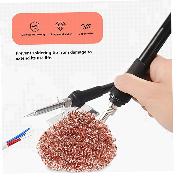 10pcs Copper Cleaning Balls for Soldering Iron Tips Nozzle Cleaner Soldering Ball Dry Use Safe and Clean