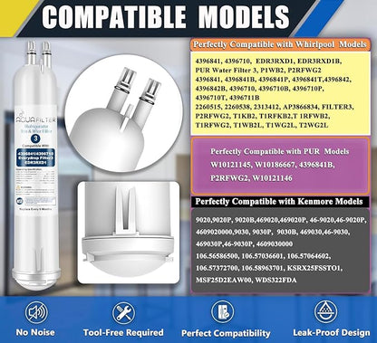 FILTER3 4396841 Refrigerator Water Filter Replacement Compatible with 4396841 4396710 EDR3RXD1 EDR3RXD1B Filter 3 P1WB2 P2RFWG2, 46-9030, Pur W10121145 W10121146 (4-PACK)