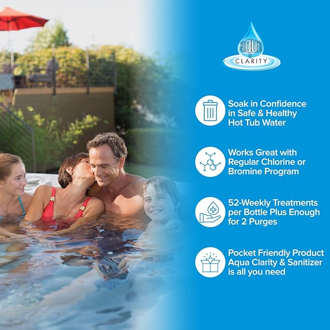 3-in-1 Hot Tub Cleaner, Clarifier & Conditioner, Eliminate The Need to Purge & Drain with Weekly Dose, Reduce Extra Hot Tub Chemicals Usage, 1-Year Complete Hot Tub Care
