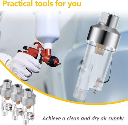 Honoson 6 Pcs 3 Pcs Airbrush in-line Water Trap Mini Air Filter Connect Separator for Connects Directly onto Airbrushes and Hoses with 1/8 Bsp Threads
