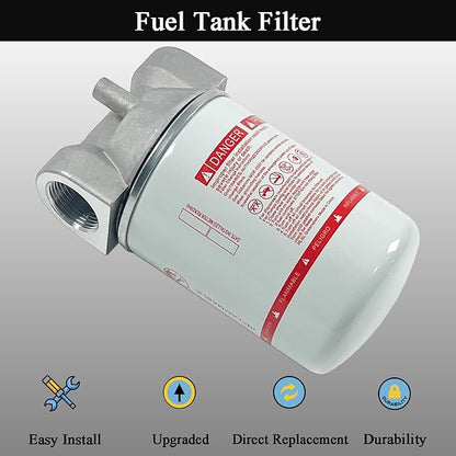 1 Inch NPT Fuel Tank Filter Kit, High Flow Fuel Filter 25 GPM 30 Micron Spin-on Cartridge Style Particulate Filter Compatible With Diesel Transfer Pump