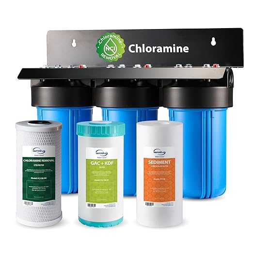 iSpring WGB31B-KSNC Whole House Water Filter System, SGS-Tested to Remove up to 94.4% of Chloramine, 3-Stage Filtration Reduces Heavy Metals, Lead, Chlorine, Sediment, VOC, 10” x 4.5” Filters