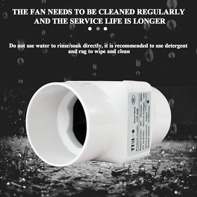18W 12V Duct Extractor Fan 2” 50mm with 20mm PVC Pipe Interface 32 CFM Air Circulation Vent Blower for Heating Cooling Greenhouse (Color : Not Adjustable Speed, Size : 50mm/20mm)