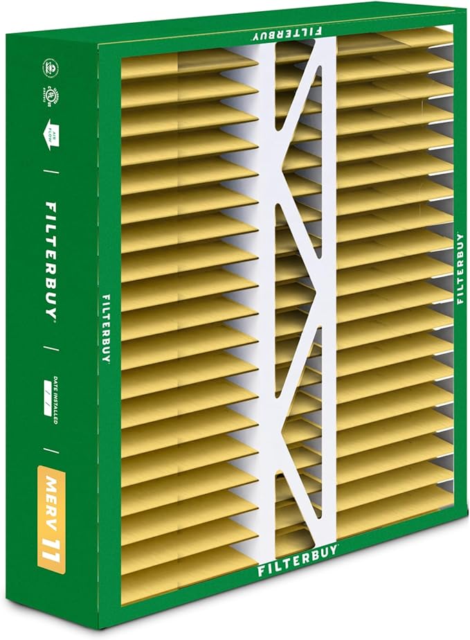 Filterbuy 20x20x5 Air Filter MERV 11 Superior Pet & Allergy Defense (2-Pack), Pleated HVAC AC Furnace Filters for Honeywell FC100A1011, Lennox X0585, and More (Actual Size: 19.63 x 19.88 x 4.38)