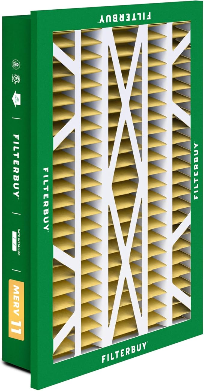 Filterbuy 16x25x5 Air Filter MERV 11 Superior Pet & Allergy Defense (2-Pack), Electrostatic Pleated HVAC AC Furnace Filters for Honeywell Return Grille (Actual Size: 14.38 x 23.38 x 3.69)