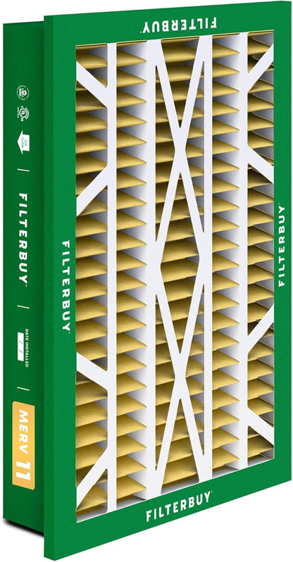 Filterbuy 16x25x5 Air Filter MERV 11 Superior Pet & Allergy Defense (2-Pack), Electrostatic Pleated HVAC AC Furnace Filters for Honeywell Return Grille (Actual Size: 14.38 x 23.38 x 3.69)