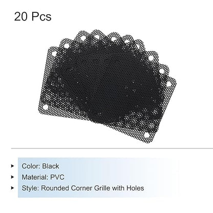 MECCANIXITY 20PCS PC Dust Filter, 50mmx50mm PVC Computer Case Cooler Dustproof Mesh Cover Fan Grills for Computer Chassis Speaker, Black