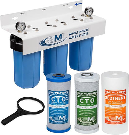 Applied Membranes Inc. 3-Stage Whole-House Water Filter System with 10-Inch Sediment and Carbon-Block Filters