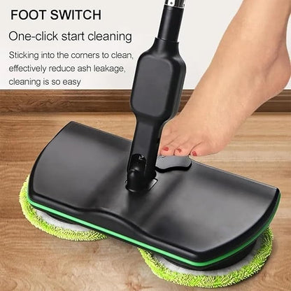 Cordless Electric Mop, 35dB Quiet Floor Cleaner with Dual Motor, Lightweight Spin Scrubber for Hardwood Tile Marble, Adjustable Handle, Rechargeable Polisher, Washable Pads，6 PCS Cleaning Cloths