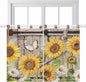 Farmhouse Sunflowers Bedroom Curtains 63 Inch Length, Window Curtains Tab Top, Rustic Barn Doors Flowers Butterfly Wooden Light Filtering Window Treatments Drapes 42"x63" 2 Panel