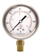2-1/2" Oil Filled Pressure Gauge - Stainless Steel Case, Brass, 1/4" NPT, Lower Mount Connection, 0-60PSI