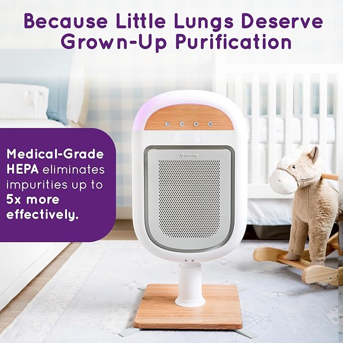 Air Purifier for Baby | Proprietary Safe-Sleep Design | Medical-Grade HEPA Filtration | Laser-Accurate Air Quality & Temp Sensors | Smart Parent-Approved Features