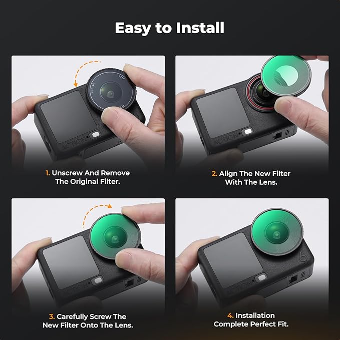 K&F CONCEPT Screw on UV Filter Compatible with DJI Osmo Action 6, MCUV Ultraviolate Daily Protection Filter, HD Optical Glass Multi-Coated Action Camera Accessories