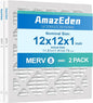 12x12x1 Air Filter 2 Pack (MERV 8) HVAC AC Furnace Air Filter 12x12 Pleated Home Dust Defense Replacement Filters MPR 600 FPR 5 (Actual Size: 11.81"x11.81"x 0.79")