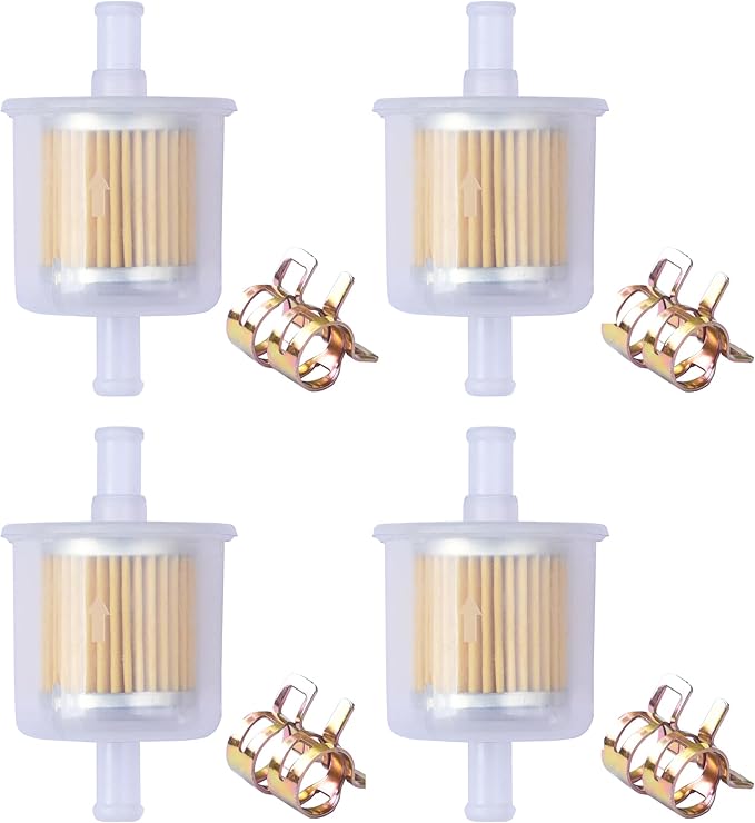 Universal Replacement Gas Inline Fuel Filters for Motorcycles, Cars, Trucks And Gasoline Powered Engines 3/8 Inch (Pack of 4)