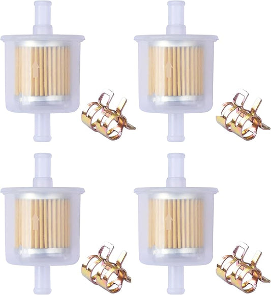 Universal Replacement Gas Inline Fuel Filters for Motorcycles, Cars, Trucks And Gasoline Powered Engines 3/8 Inch (Pack of 4)