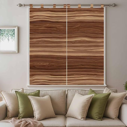 Brown Western Bedroom Curtains 72 Inch Length, Window Curtains Tab Top, Vintage Farmhouse Wood Barn Door Light Filtering Window Treatments Drapes 52"x72" 2 Panel
