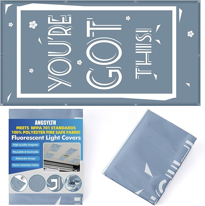 Fluorescent Light Covers - Classroom Covers for Ceiling Lights, 1 PCS 4 x 2 Feet Magnetic Light Filters, Classroom, Office Decor (You're Got This ！)