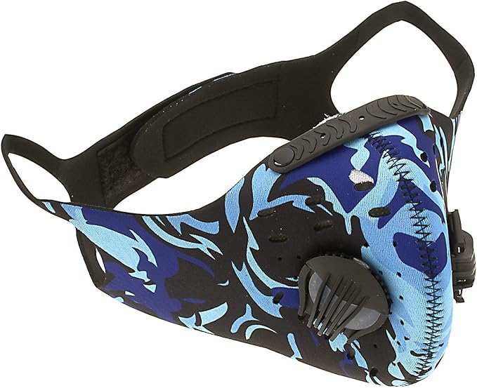 ASA Techmed Reusable Dual Air Breathing Valve Face Mask Cover with Activated Carbon Filter (Tactical Blue)