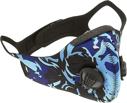 ASA Techmed Reusable Dual Air Breathing Valve Face Mask Cover with Activated Carbon Filter (Tactical Blue)