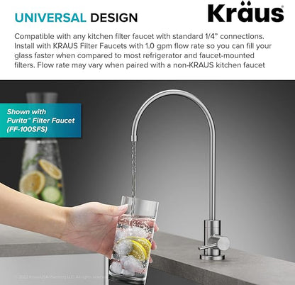 KRAUS Purita 2-Stage Carbon Block Under-Sink Water Filtration System with Digital Display Monitor, FS-1000, White