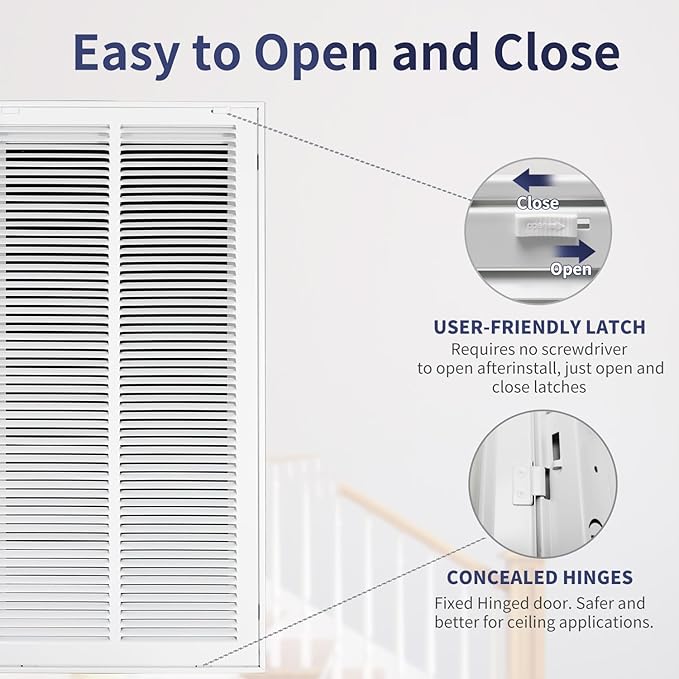 14"W x 30"H [Duct Opening Size] Steel Return Air Filter Grille - Removable Face/Door for 1 inch Filters -HVAC Vent Cover Grill - White [Outer Dimensions: 16 5/8"W X 32 5/8"H]