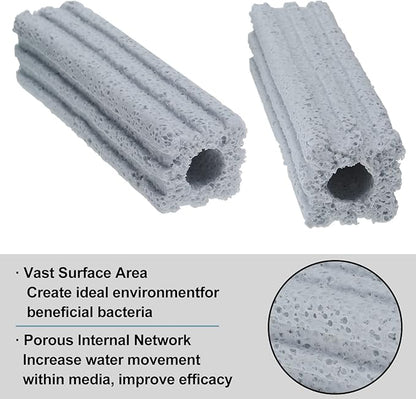 RealPlus Ceramic Bio Filter Media for Aquarium Sump Canister Pond Fish Tank, Vast Surface Area (3.8" Length / 72pcs)