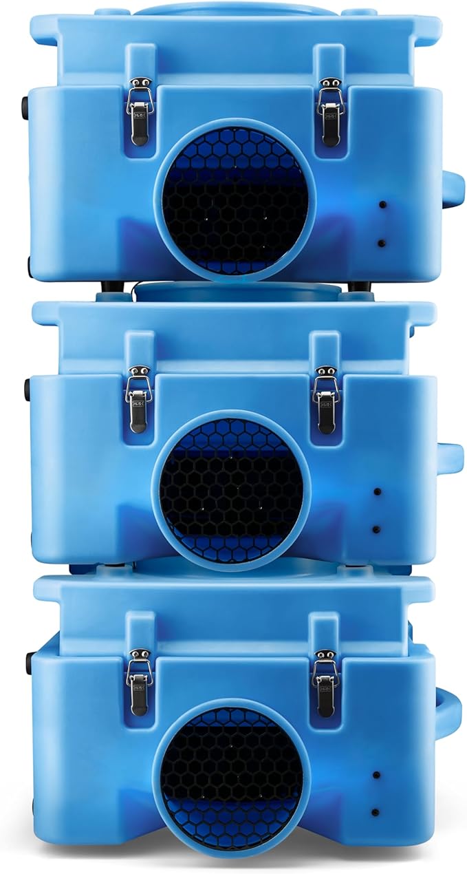 BlueDri Air Shield 550 HEPA Air Scrubber, Water Damage Restoration Equipment Air Purifier, Covers 1400 Sq. Ft, Daisy Chain Capable, For Commercial Use, Blue, BD-AS-550