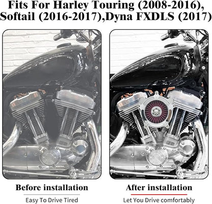 HDBUBALUS Motorcycle CNC Spike Air Cleaner Air Filter Intake System Filter (C-For Touring Trike 08-16, Softail 16-17,Dyna 17)