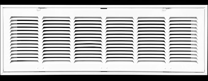 HVAC Premium 26" X 14 Steel Return Air Filter Grille for 1" Filter - Fixed Hinged - Ceiling Recommended - HVAC DUCT COVER - Flat Stamped Face - White [Outer Dimensions: 28 5/8" X 16 5/8"]