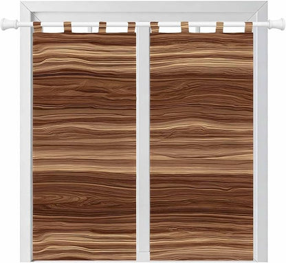 Brown Western Living Room Curtains 84 Inch Length, Window Curtains Tab Top, Vintage Farmhouse Wood Barn Door Light Filtering Window Treatments Drapes 42"x84" 2 Panel