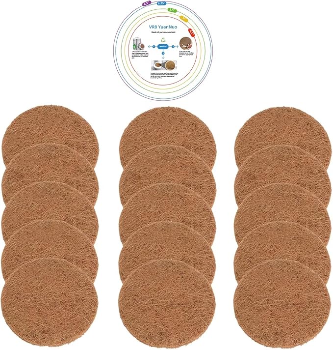 15 Packs of Kitchen Compost Bin Filters, Coconut Shell Made of Coconut Palm Material, Up to 7.25 Inches Fits Most Countertop Compost Bins