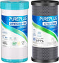 PUREPLUS 5 Micron 4.5"x 10" Whole House Water Filter Cartridge Combo Kit with Activated Carbon Block, and Iron Reduce Filter, Replacement for WFHDC8001, CB-BB-10, GE FXHTC, GXWH40L, GXWH35F, 1PACK