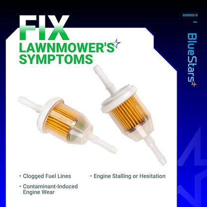 BlueStars AM116304 Fuel Filter 25 050 22-S - For 1/4 and 5/16 Fuel Line Kohler 25-050-03-S 25-050-08-S John Deere GY20709 Gravely 21541500 - Replaces 71-5960 120-436 38666 149-2206-01 - Pack of 10
