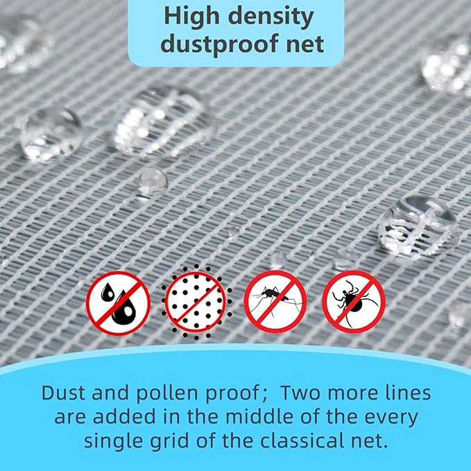 High Density Screen Pollen Proof Net Dust and Pollen Proof Screen Mesh Replacement Door and Window Mesh(61"x168")