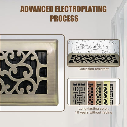 Floor Vents Register Ease Adjust 4X10 Inch Floor Air Vent Heavy Duty Walkable Steel Bronze Color Floor Register Vents Air Vent Cover for Home