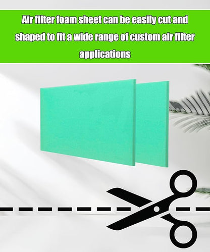 2Pcs 14" X 17" X 5/8"Universal Green Foam Air Filter Material 65-PPI Can Cut to Fits For Motorcycle ATV Dirt Bike Most Small Engines
