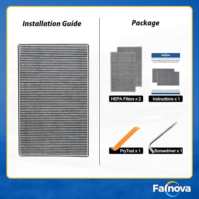 Compatible with Tesla Model X 2015-2020 Cabin Air Filter Intake HEAP Filter Kit - Includes Tools & Installation Guide