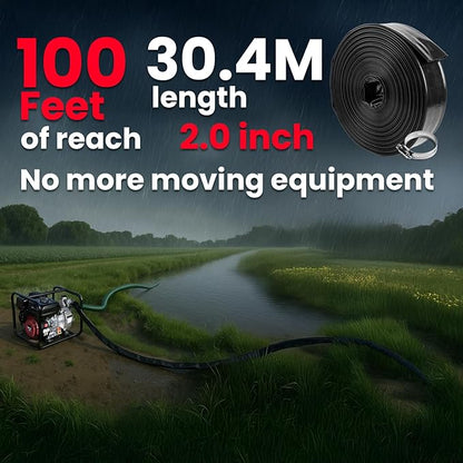 XtremepowerUS Backwash Hose Extra Heavy-Duty Pool Drain Hose 2" x 100 ft – 47 MIL Thickness Drain Hose with Clamp for Filter Pump or Sump Discharge