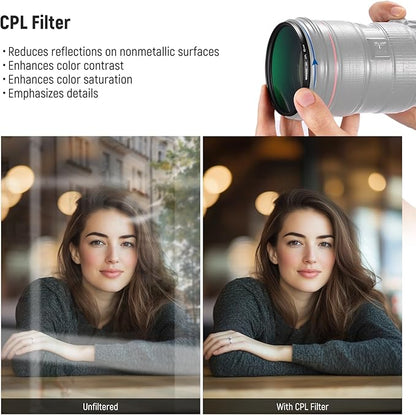 NEEWER 62mm UV/CPL/ND Lens Filter Kit with Hard Shell Storage Case, Multicoated Optical Glass & Aluminum Alloy Frame, UV + Circular Polarizer (CPL) + Neutral Density (ND4) Filter for Camera Lens
