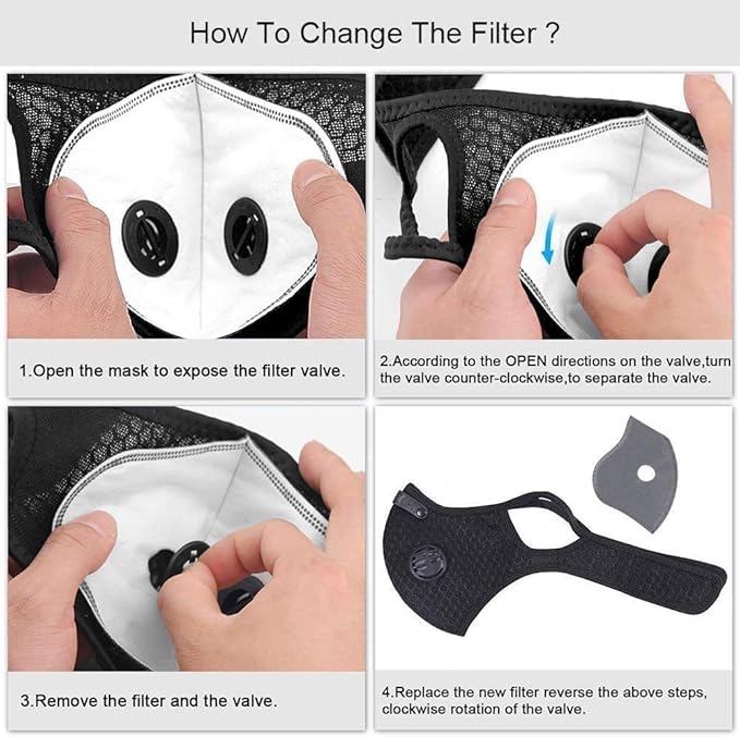 30 Pcs Activated Carbon Face Filters Anti Dust Replacements Parts for Most Sport Bicycle Cycling Mask Filters with 8 Exhaust Breathing Valves Replacement