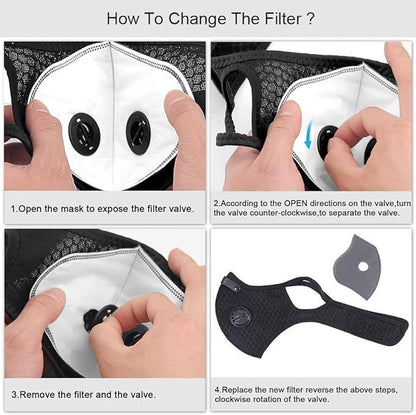 30 Pcs Activated Carbon Face Filters Anti Dust Replacements Parts for Most Sport Bicycle Cycling Mask Filters with 8 Exhaust Breathing Valves Replacement