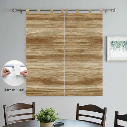 Light Brown Wood Grain Bathroom Curtains 63 Inch Length, Window Curtains Tab Top, Western Farmhouse Barn Door Light Filtering Window Treatments Drapes 52"x63" 2 Panel