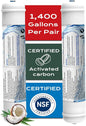 Inline Activated Carbon Water Filter, T33 1/4" Quick-Connect Replacement Cartridges for Refrigerator & Ice Maker, Under Sink System, Reverse Osmosis Water System, 2 Pack