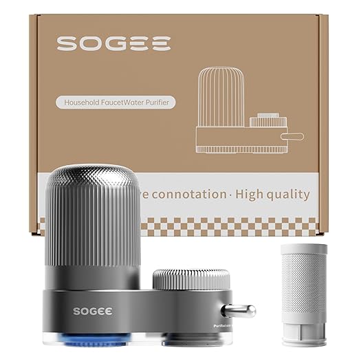 Faucet Water Filter, NSF 42 Certified Sink Water Filter with Blue Light, Remove Chlorine,Odor & Heavy Metals, Fits 15/16“, 13/15”, 3/4" Kitchen Faucets, Filters 100+ Gallons,1* Filter, LJ203